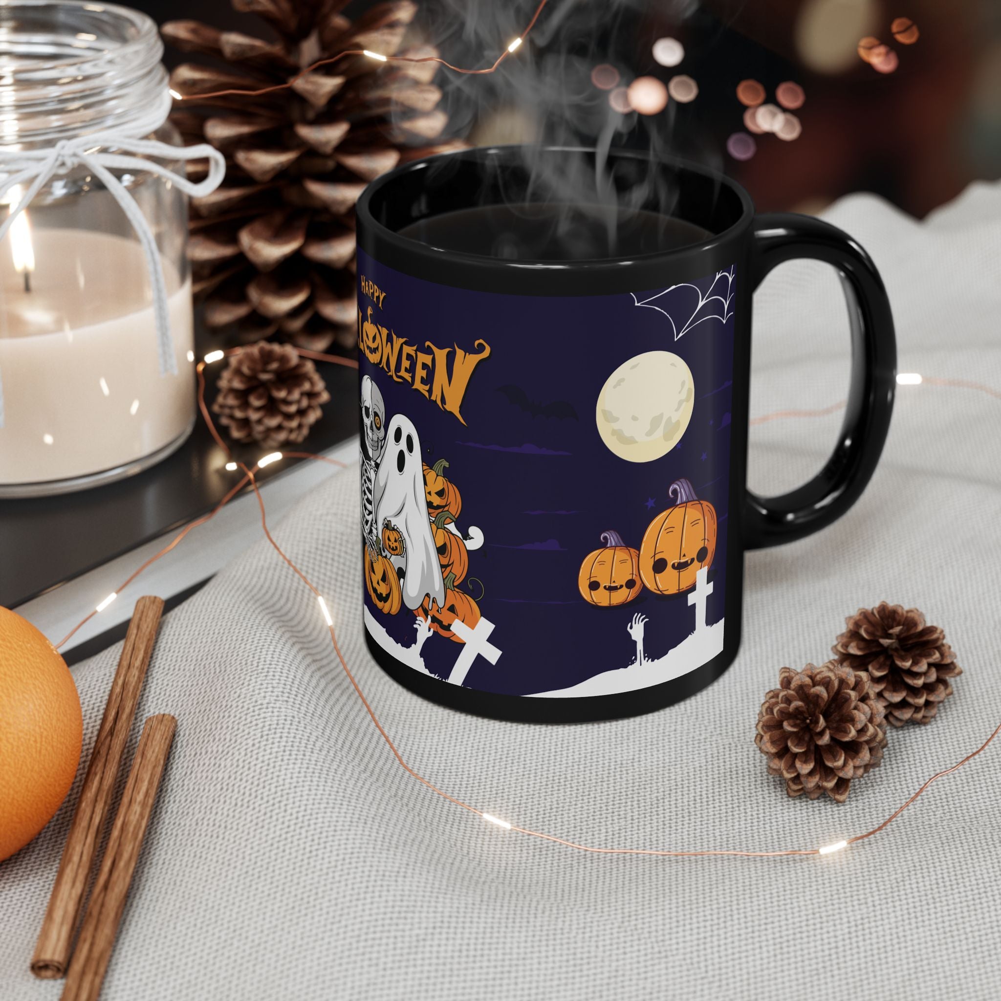 Halloween is Better with Skeleton | Black Mug